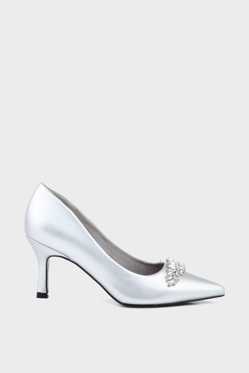 Party Wear Court Shoes I44468-Silver - Main Image