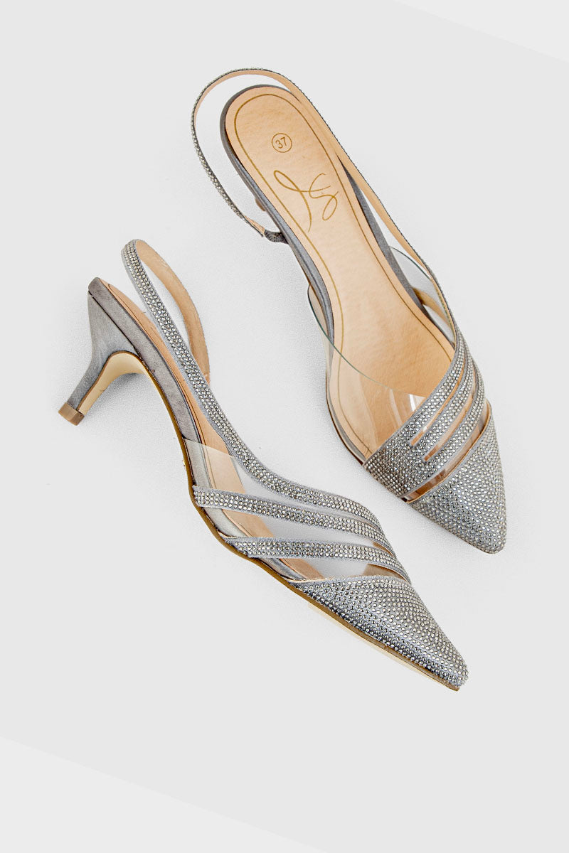 Party Wear Sling Back I47181-Grey