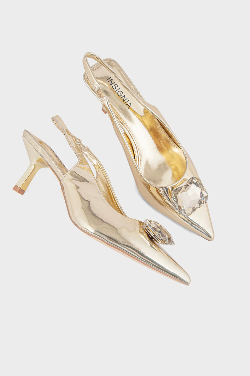 Party Wear Sling Back IP4018-Golden