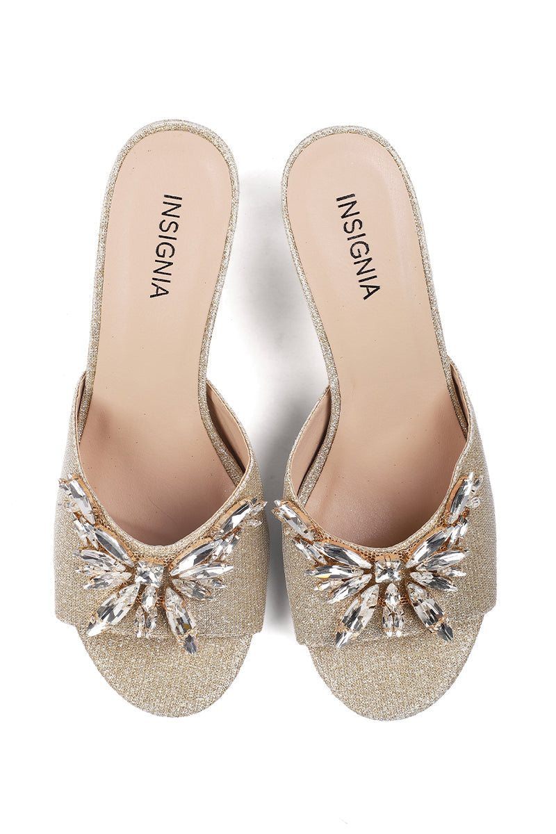 Party Wear Slip On I29222-Golden