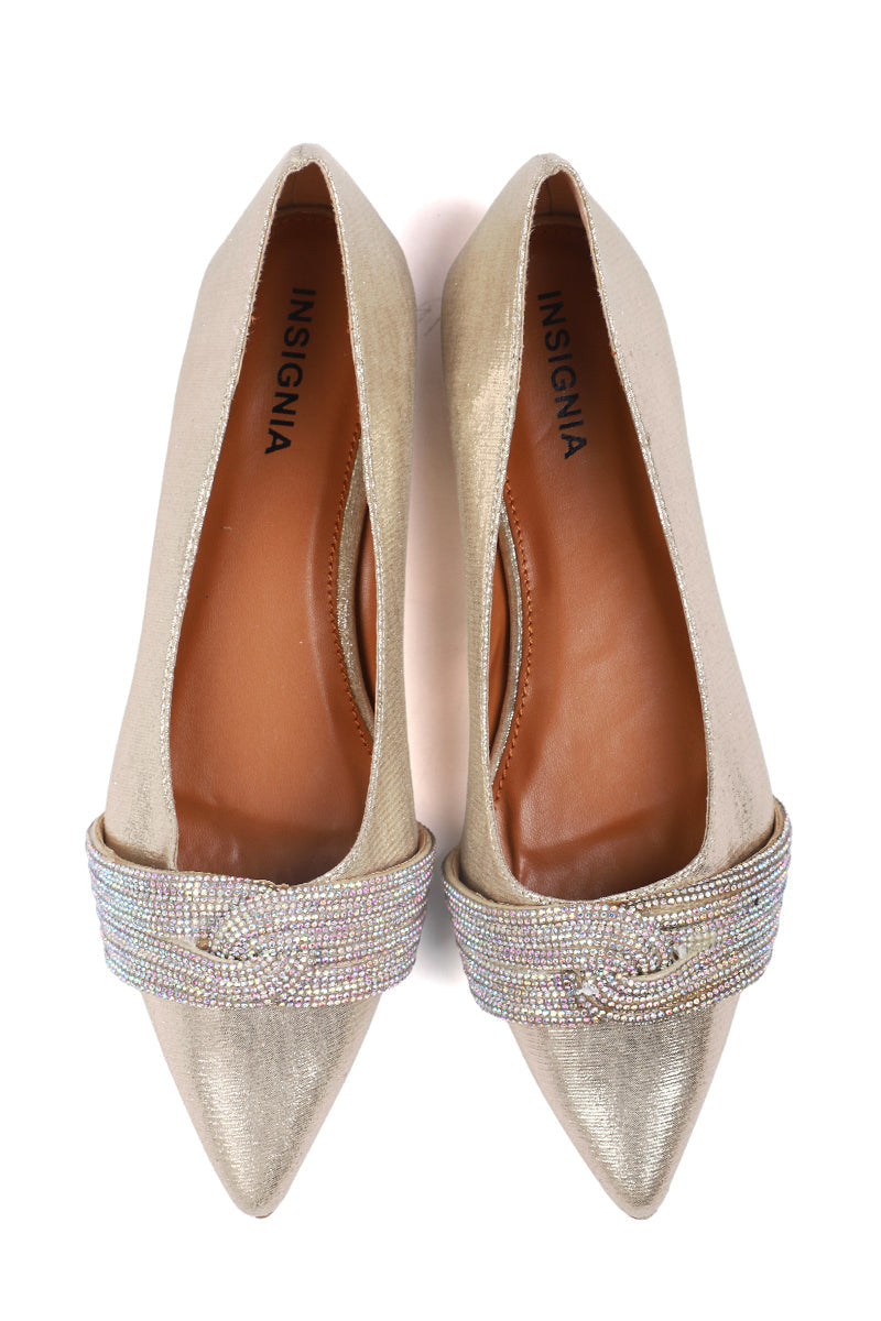 Party Wear Pumps I41414-Golden