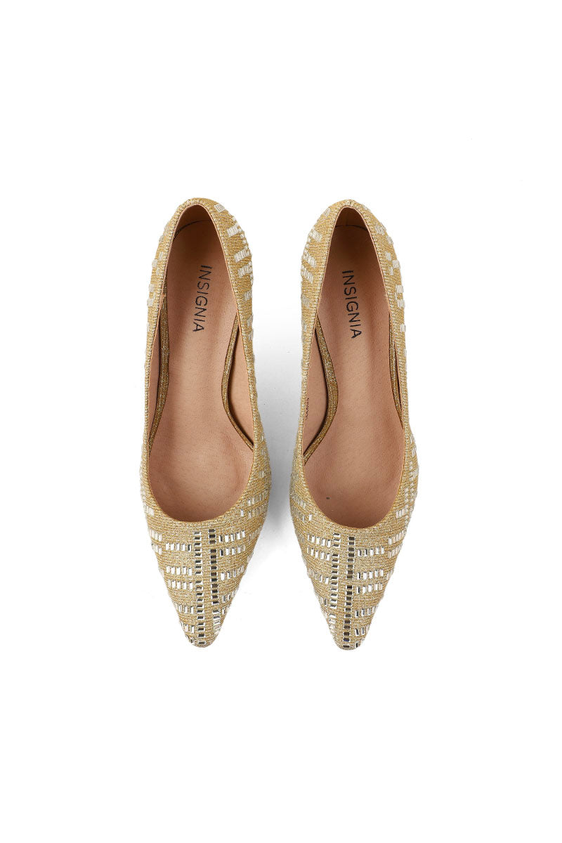 Party Wear Court Shoes I44403-Golden