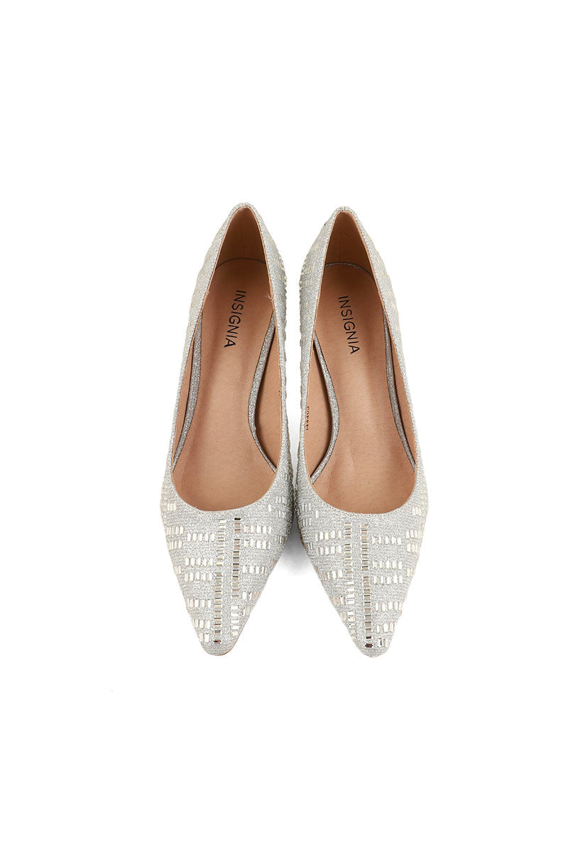 Party Wear Court Shoes I44403-Silver