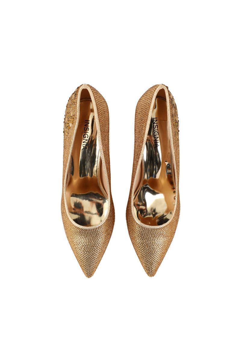 Party Wear Court Shoes I44452-Golden