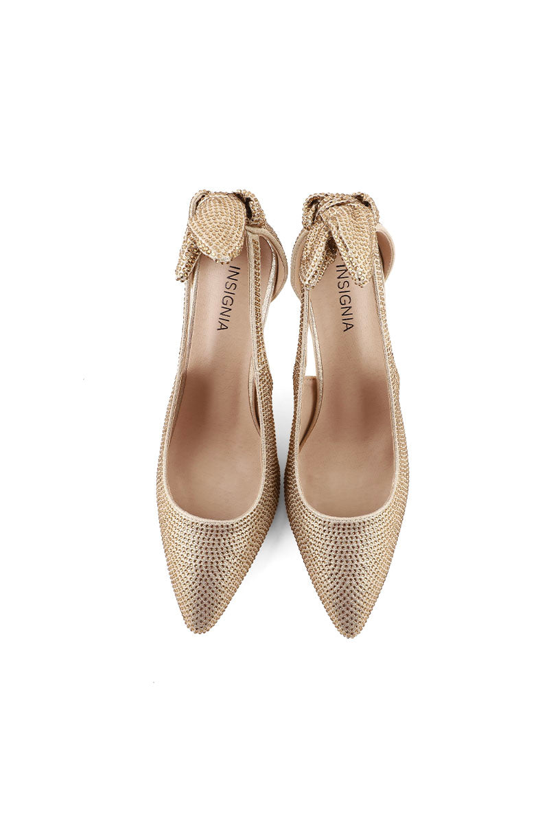 Party Wear Court Shoes I47164-Golden