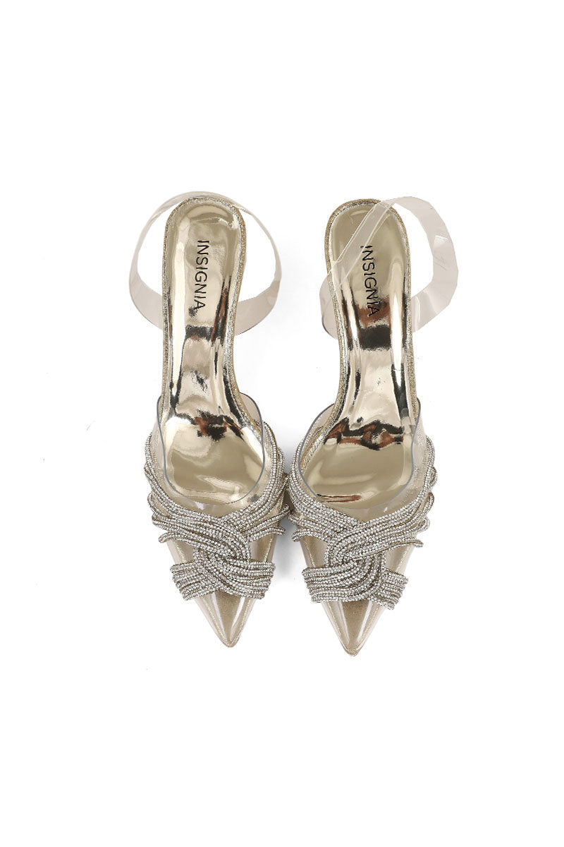 Party Wear Sling Back I47222-Golden