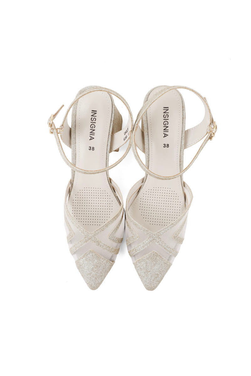 Party Wear Sling Back I47245-Golden