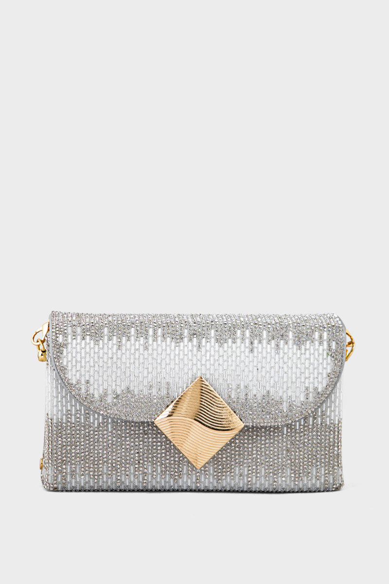 Party Wear Clutch BK4076-Silver