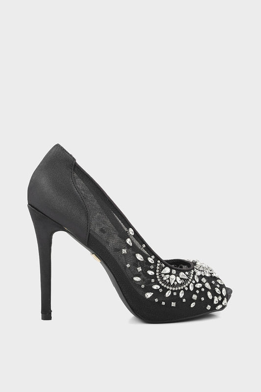 Party Wear Peep Toes I44497-Black