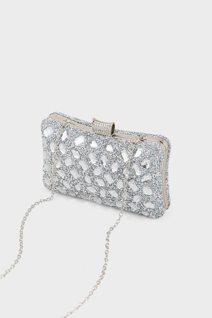 Party Wear Clutch BK4132-Silver