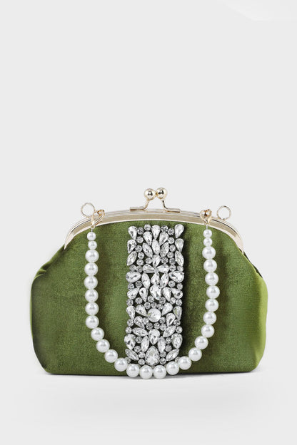 Party Wear Clutch Bk4033-Botl Green