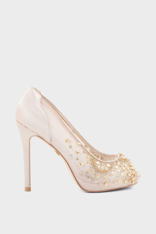 Party Wear Peep Toes I44497-Ivory