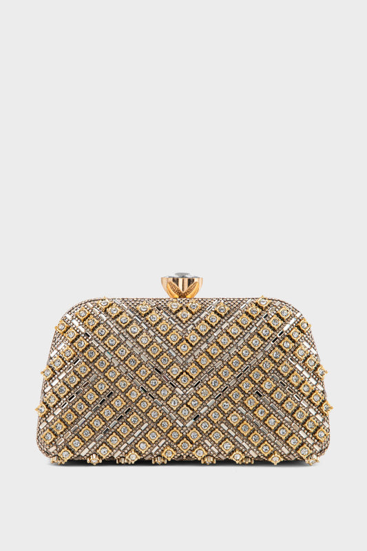 Party Wear Clutch BK4118-Golden