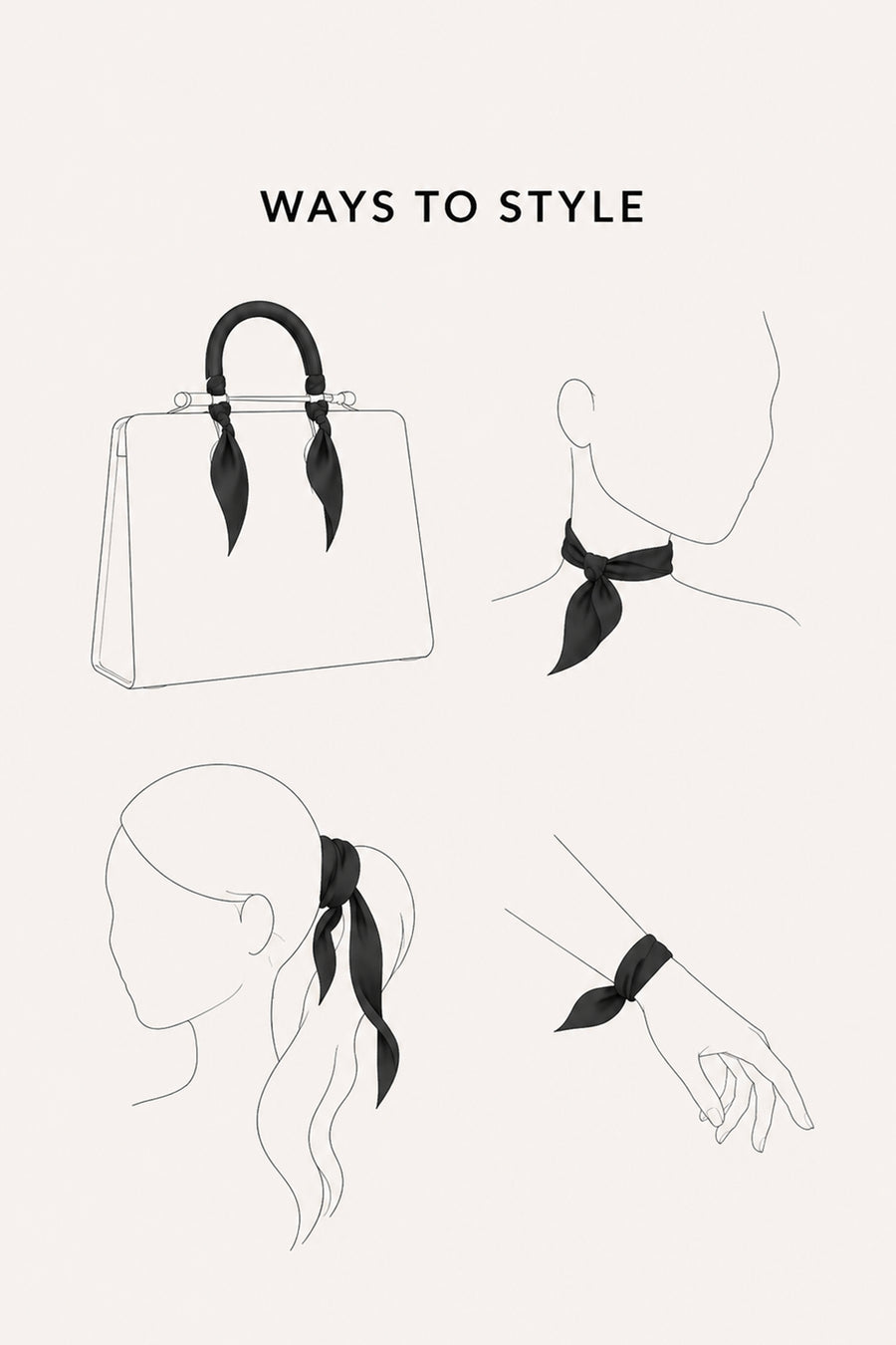 Premium Silk Bag Scarf BF0006-Beige