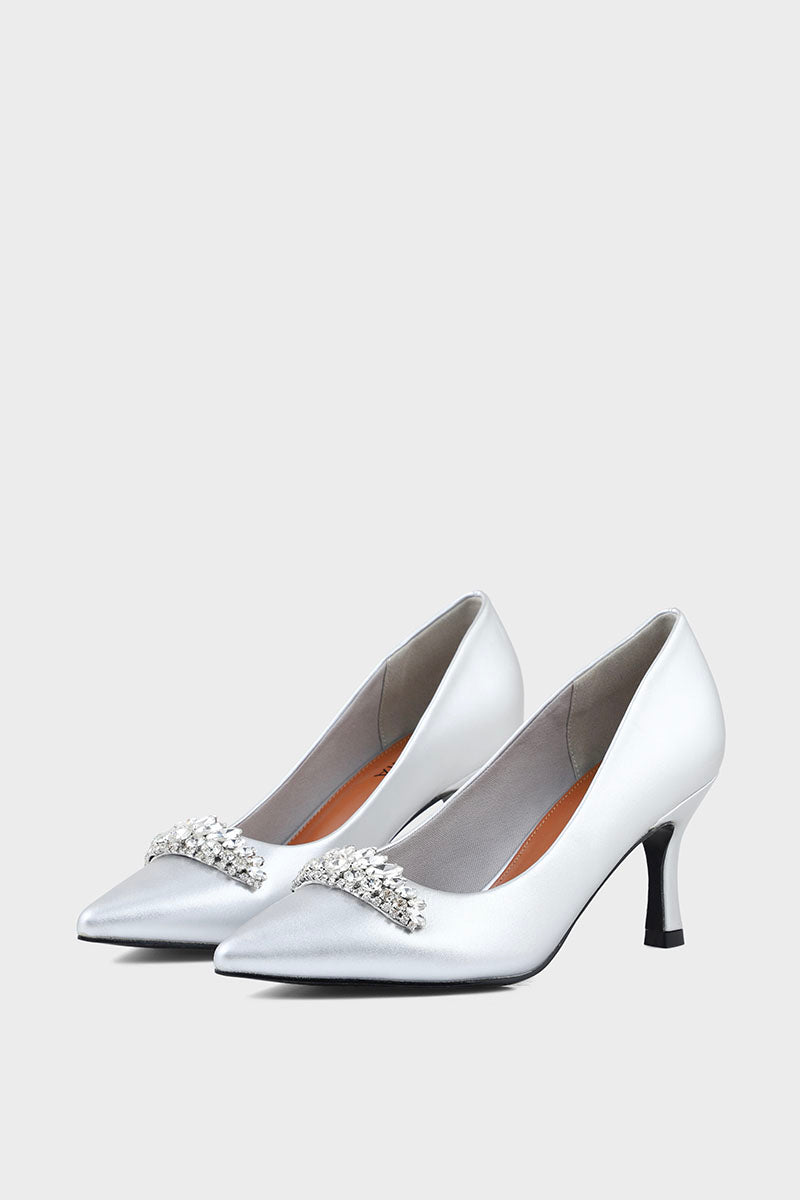 Party Wear Court Shoes I44468-Silver