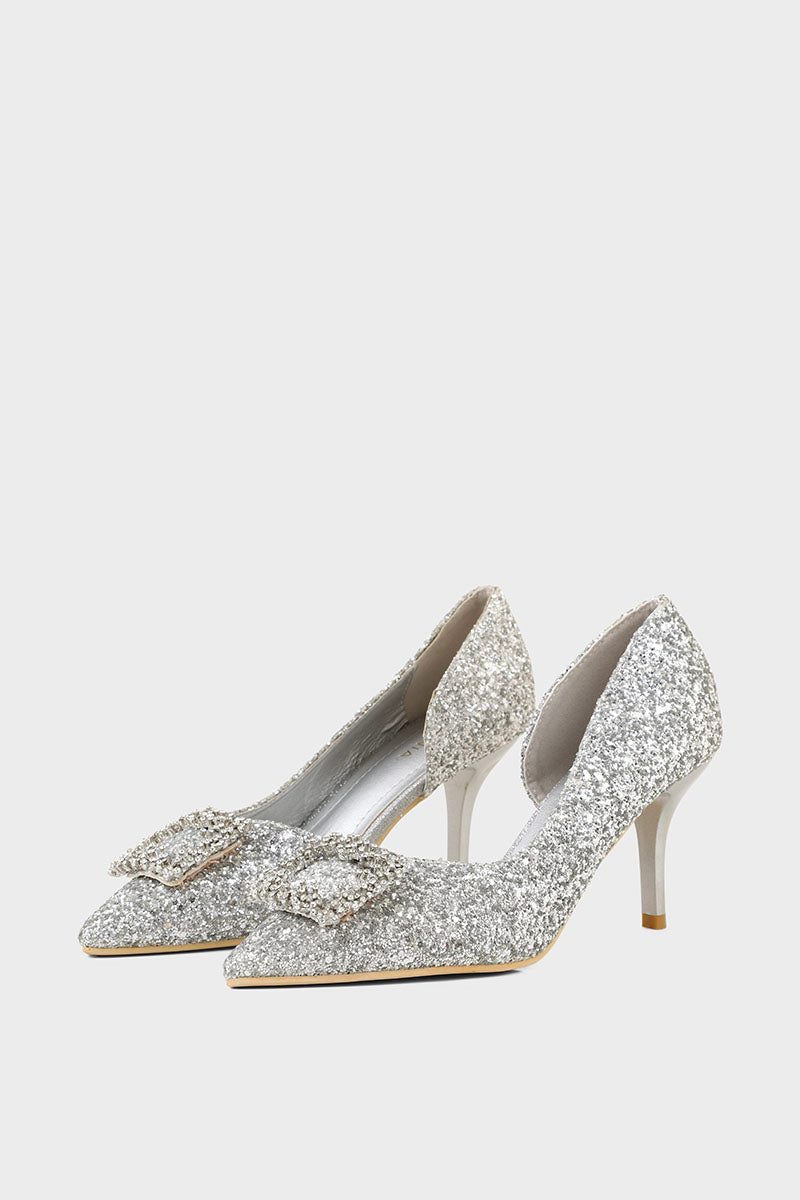Party Wear Court Shoes I44373-Silver