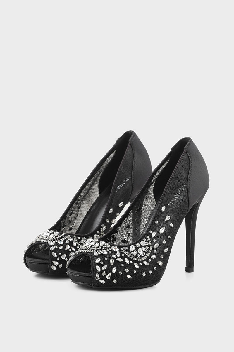 Party Wear Peep Toes I44497-Black
