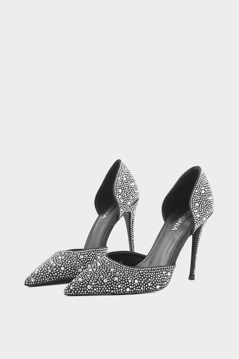 Black and on sale silver court shoes