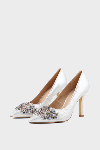 Party Wear Court Shoes I44476-Silver