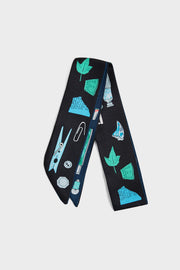Premium Silk Bag Scarf BF0001-Navy