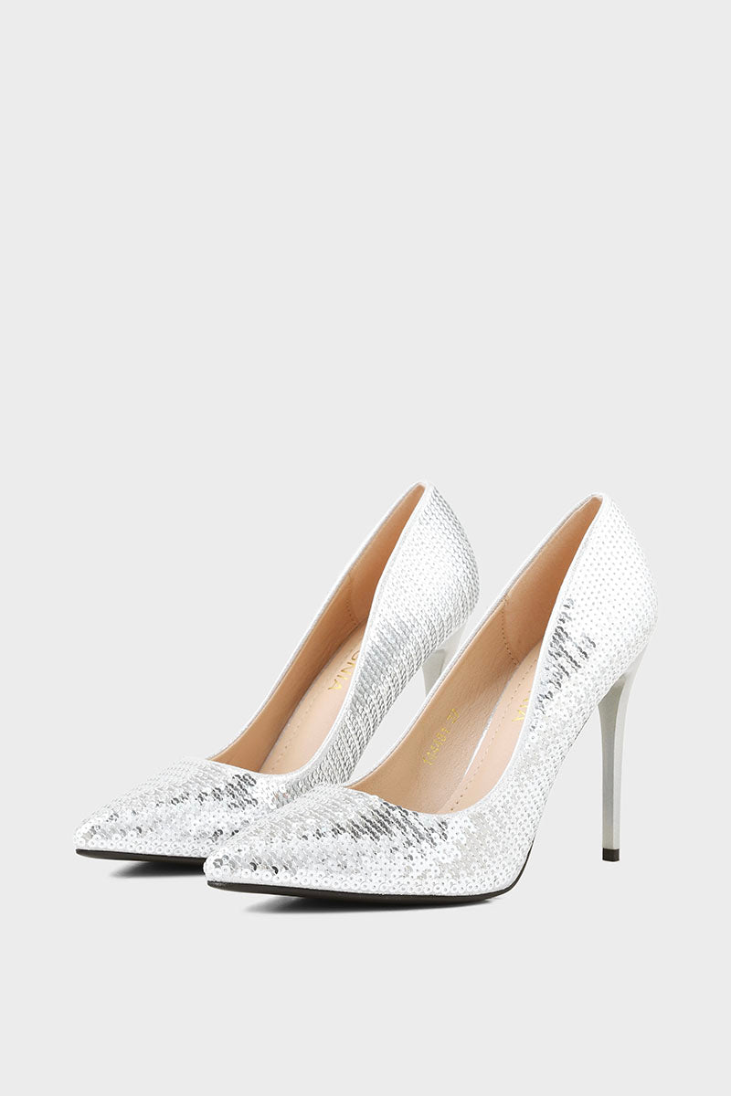 Party Wear Court Shoes I44481-Silver