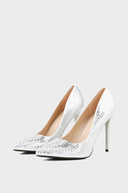 Party Wear Court Shoes I44481-Silver