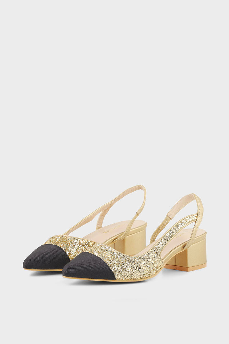 Party Wear Sling Back I47309-Golden