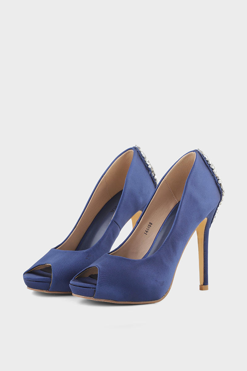 Blue peep outlet toe pumps