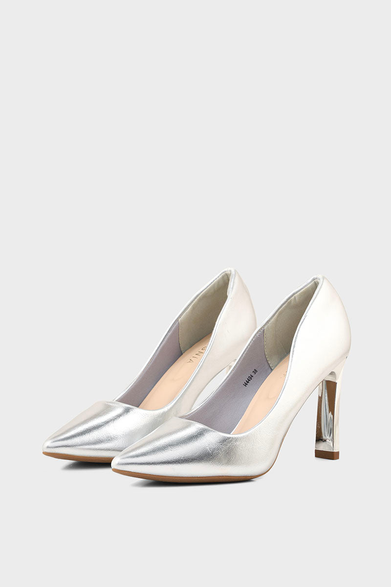 Silver heeled shops court shoes