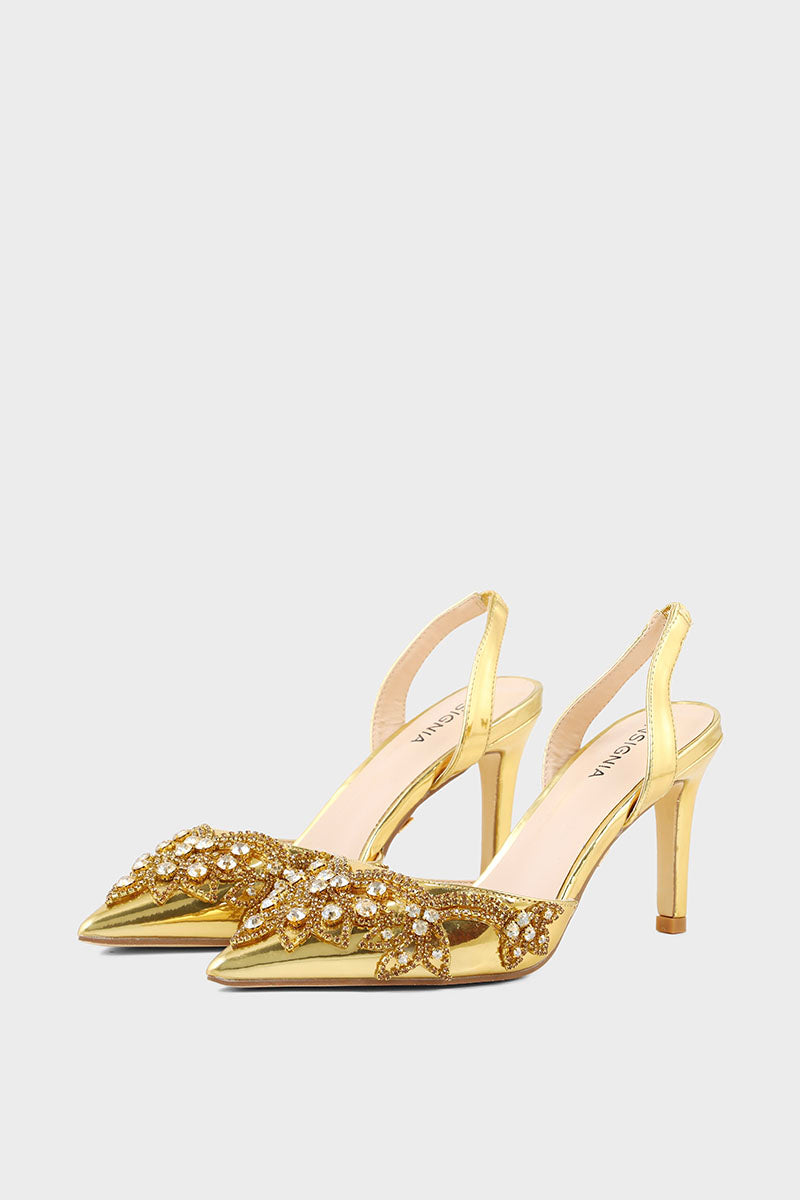 Gold 2024 slingback shoes