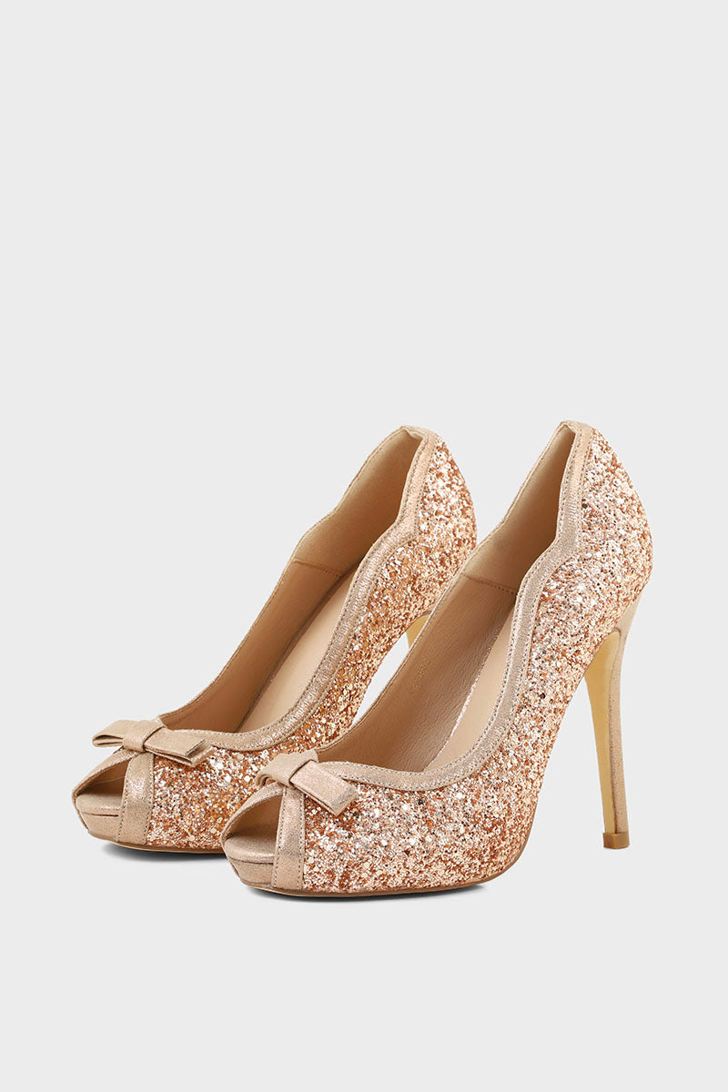 Party Wear Peep Toes I44503-Champagne