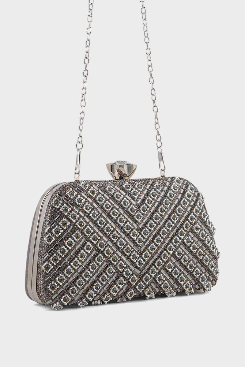 Party Wear Clutch BK4118-Silver