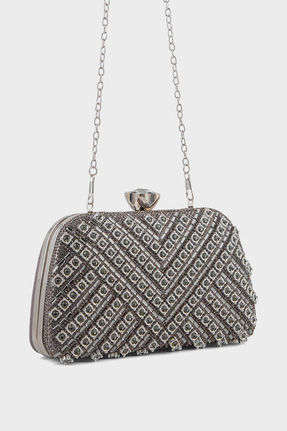 Party Wear Clutch BK4118-Silver