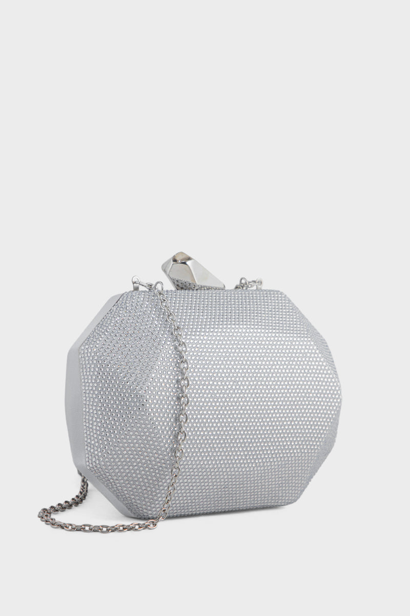 Party Wear Clutch BK4129-Silver