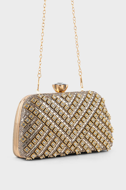 Party Wear Clutch BK4118-Golden
