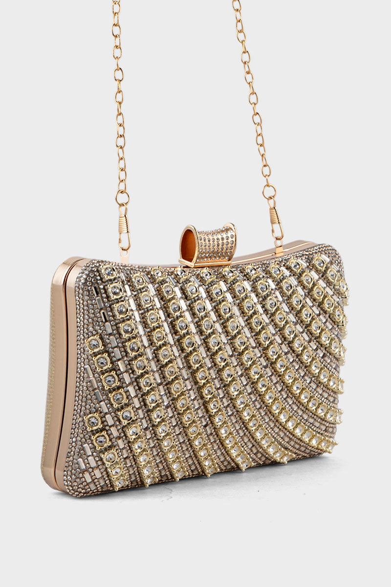 Party Wear Clutch BK4117-Golden