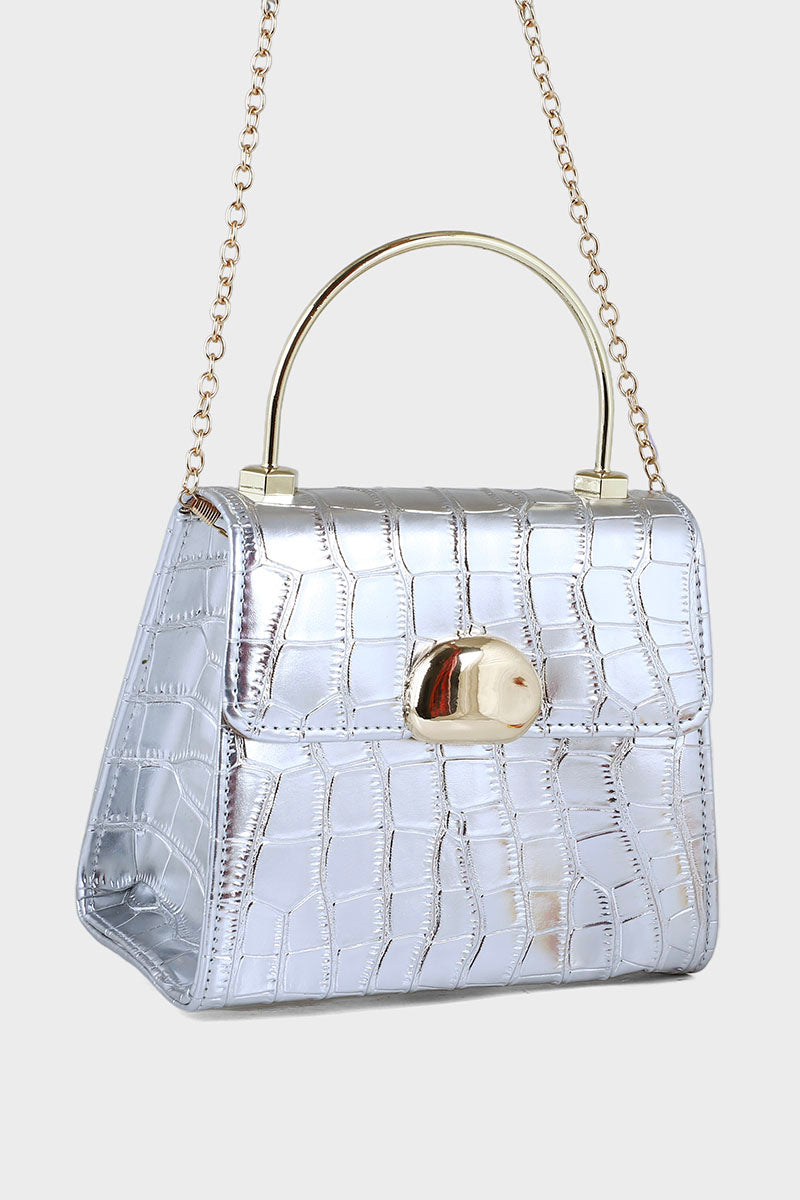 Top Handle Hand Bags B21593-Silver