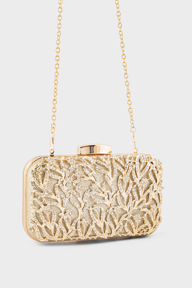 Party Wear Clutch BK4089-Golden