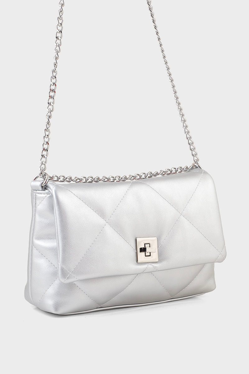 Flap Shoulder Bags B15139-Silver
