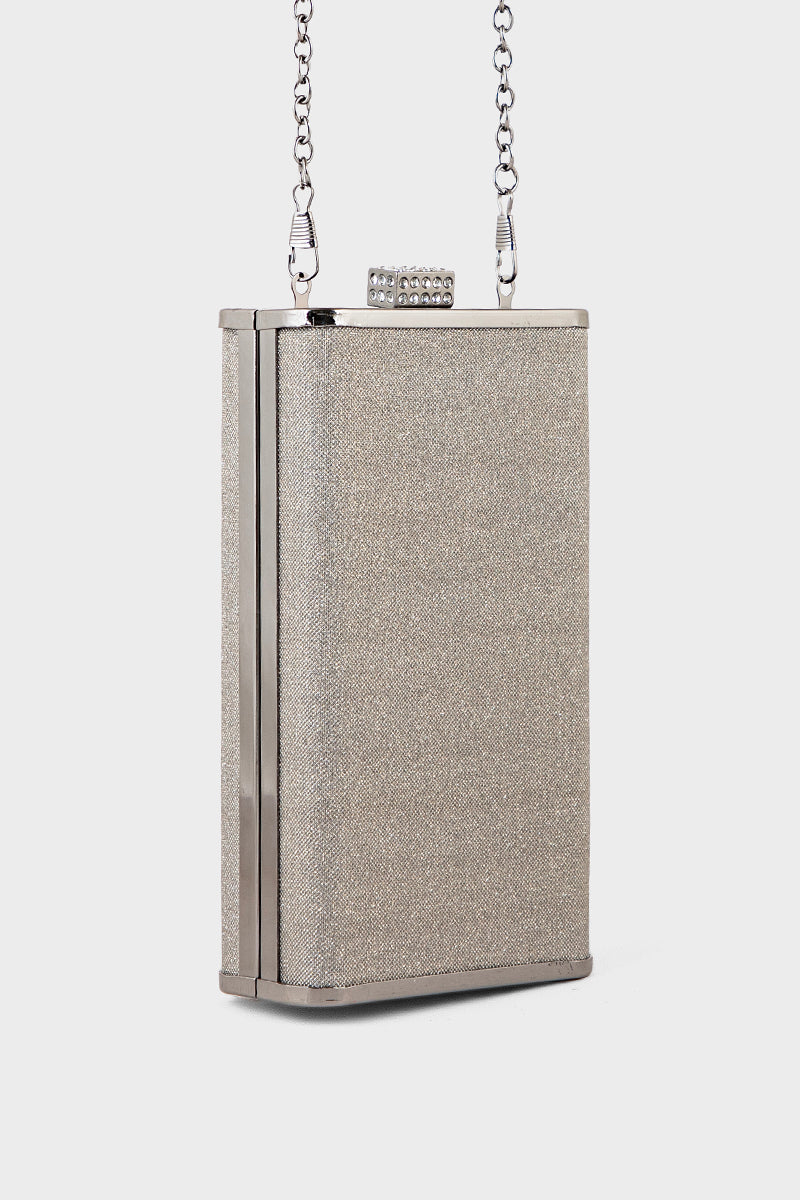 Party Wear Clutch BK4069-Gun Metallic