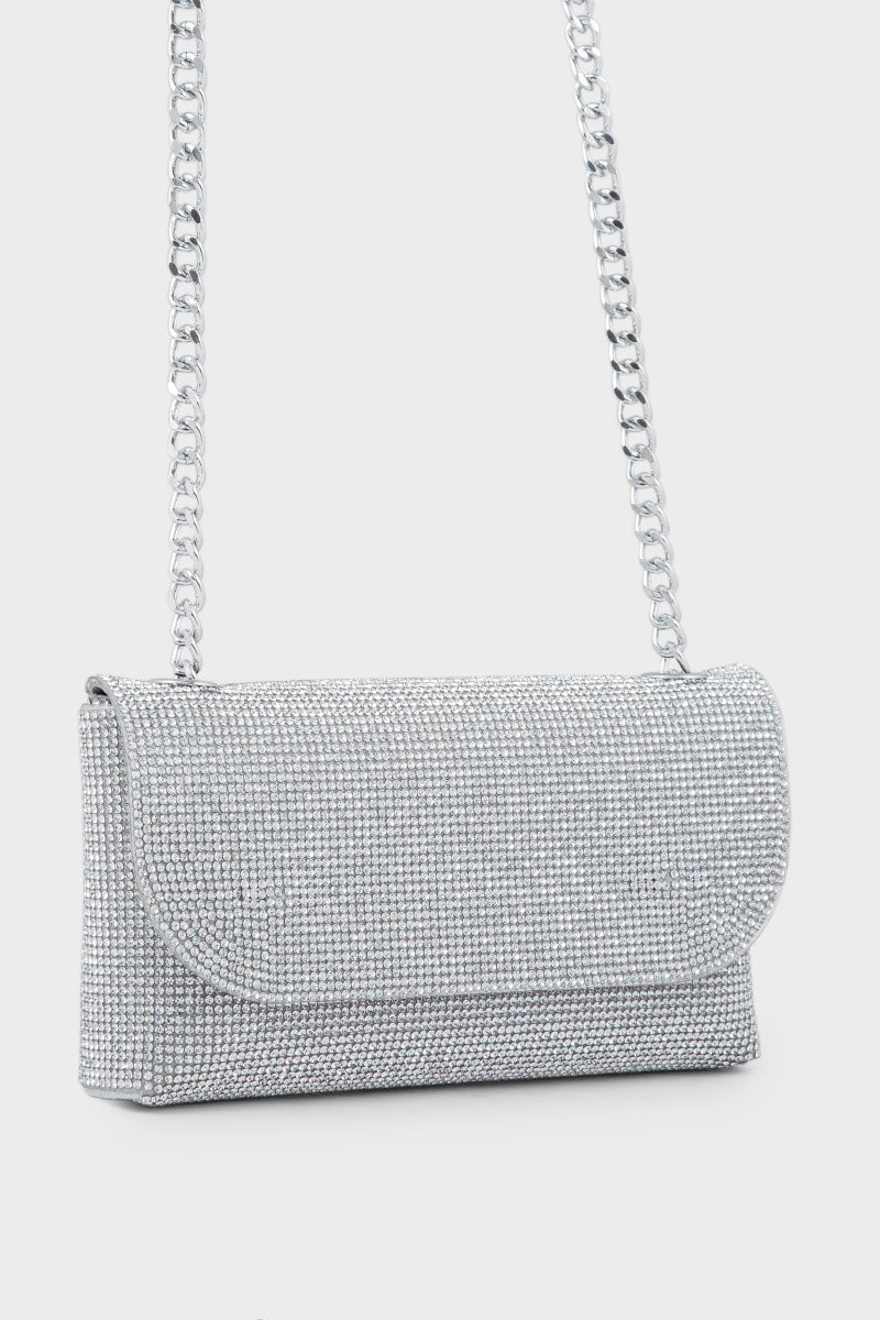 Formal Flap Shoulder Bags BK4043-Silver