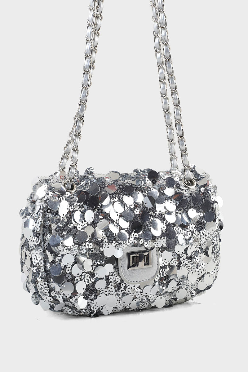 Baguette Shoulder Bags B10533-Silver