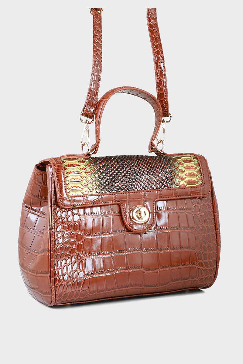 Top Handle Hand Bags B15095-Brown
