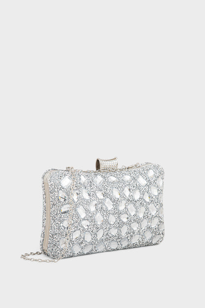 Party Wear Clutch BK4132-Silver