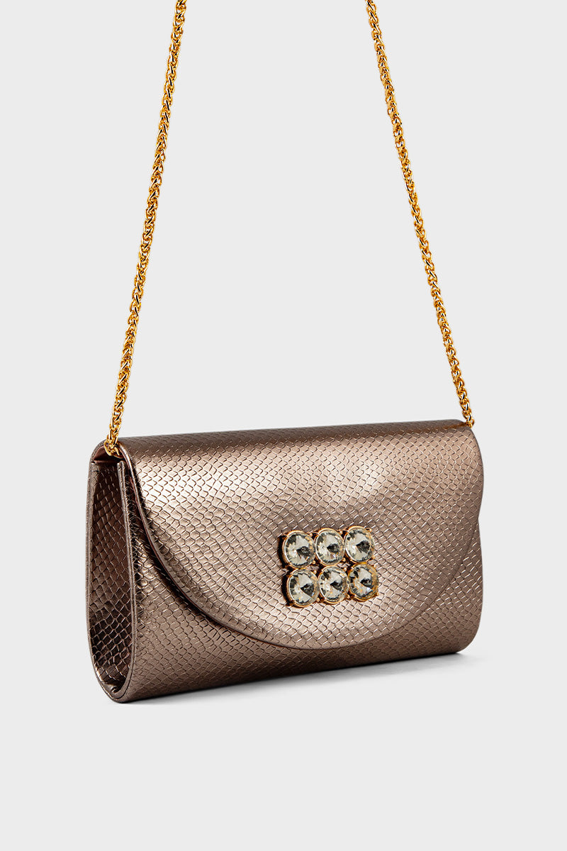 Party Wear Clutch BK4075-Gun Metallic