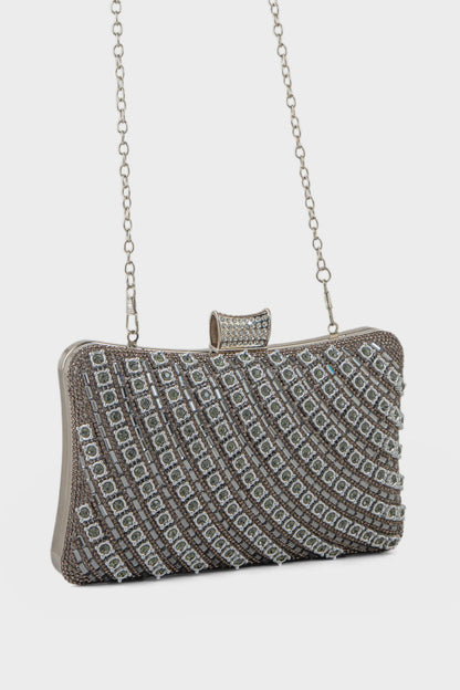 Party Wear Clutch BK4117-Gun Metallic