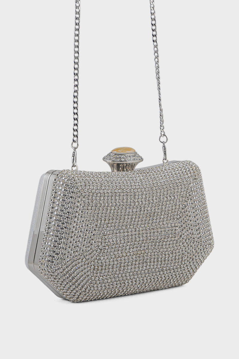 Party Wear Clutch BK4111-Silver