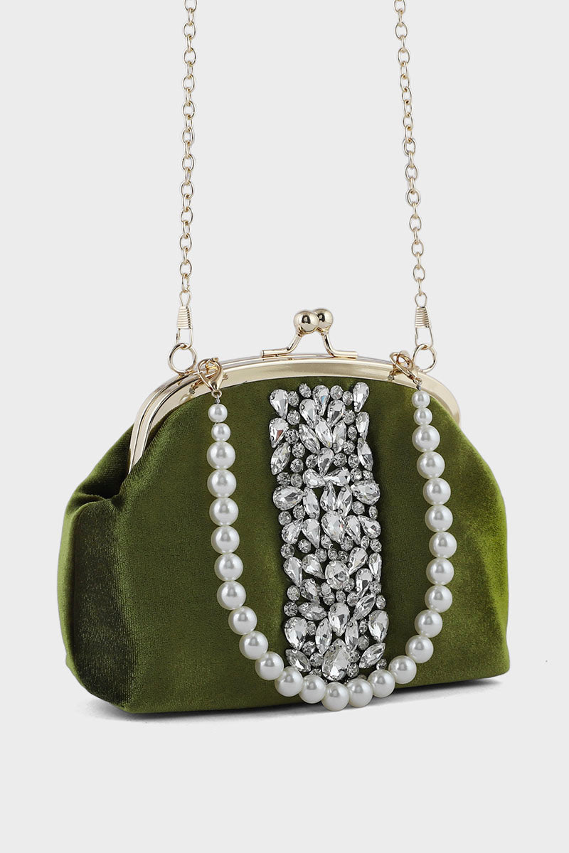 Party Wear Clutch Bk4033-Botl Green