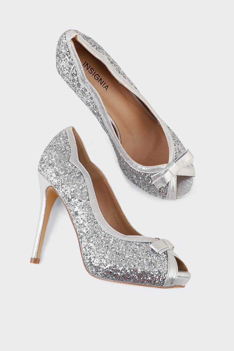 Party Wear Peep Toes I44503-Silver