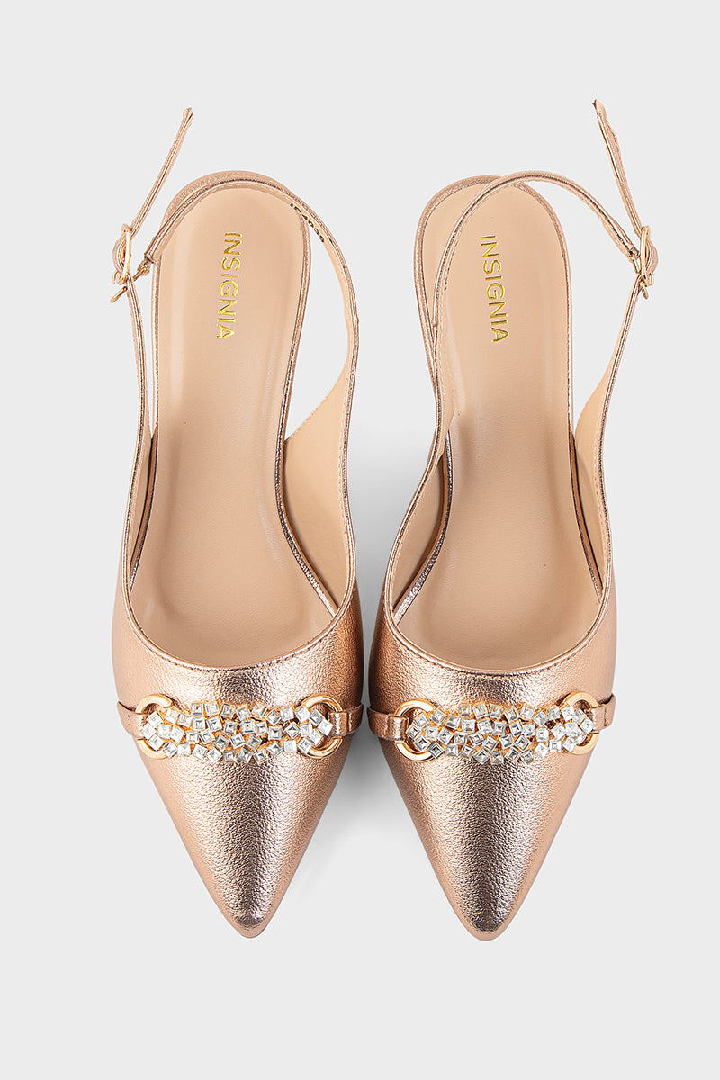 Party Wear Sling Back IP4039-Rose Gold